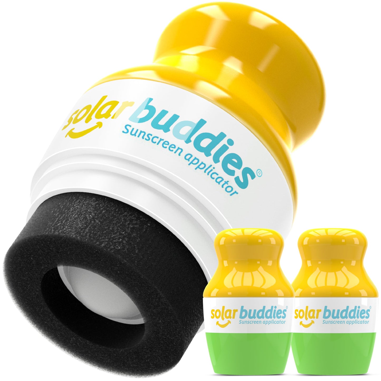 Solar Buddies Sunscreen Applicator – Green Duo – BPA-Free Refillable Roll-on Sponge for Sunscreens & Lotions – For Kids, Adults & Families – 3.4Fl Oz – Perfect for Travel