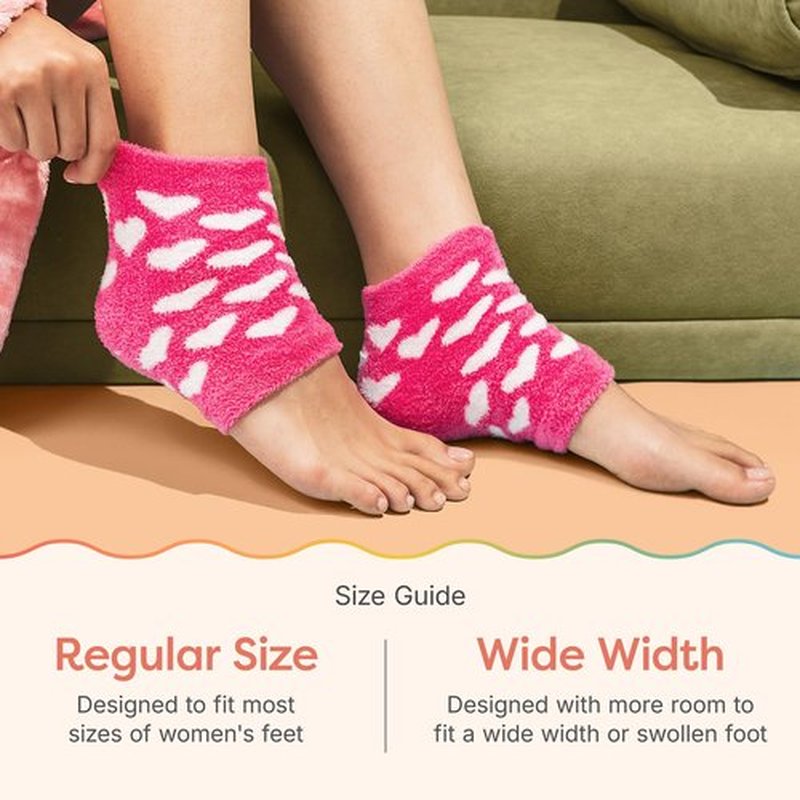 ZenToes Moisturizing Sleep Socks with Vitamin E, Olive Oil and Jojoba Seed Oil to Soften and Hydrate Dry Cracked Heels (Pink Hearts, Regular)