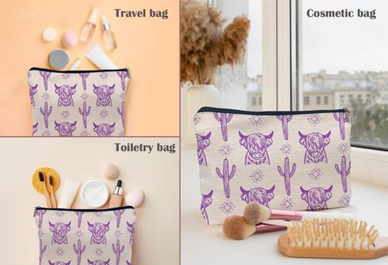 Lacosu Western Makeup Bag,Western Gifts For Women,Cow Makeup Bag,Cowgirl Stuff,Western Stuff For Women,Western Gifts,Cowgirl Gifts(COW I)