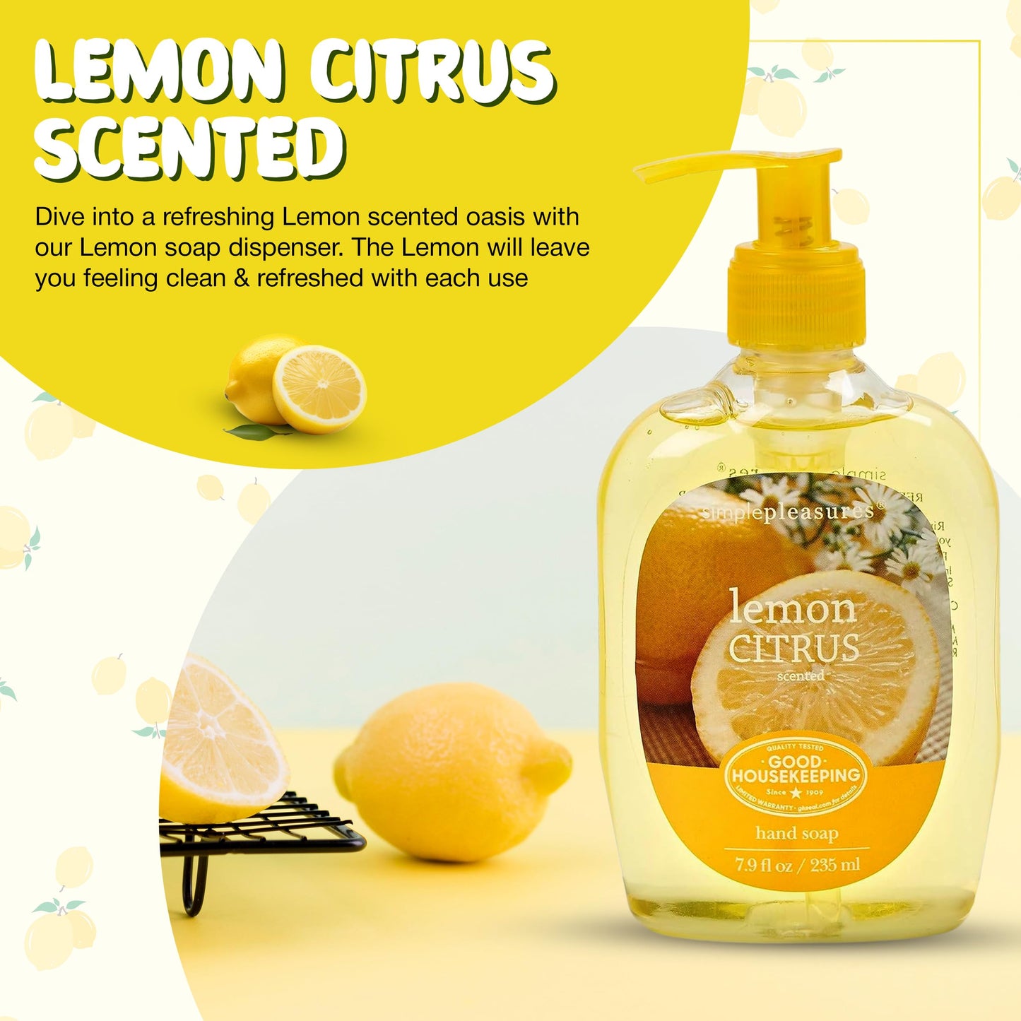 SIMPLE PLEASURES Lemon Citrus Hand Soap Refill Set, 7.9oz + 59oz
