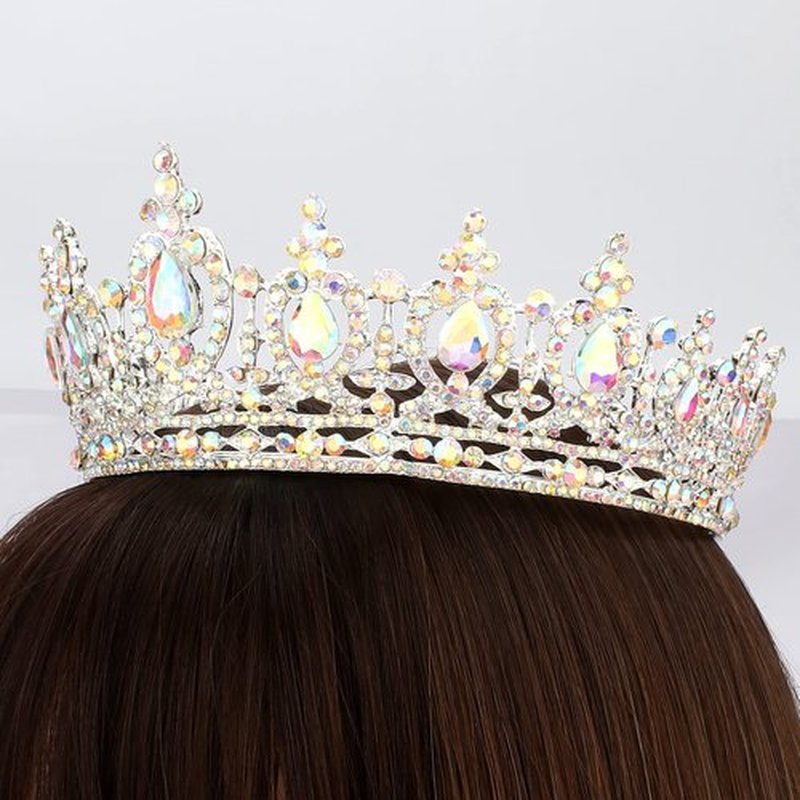COCIDE Queen Crown for Women Crystal Tiara and Crown for Girl Rhinestones Hair Accessories for Wedding Bride Birthday Party Prom Bridal Bridesmaid (Aurora Borealis + Silver Tiara)