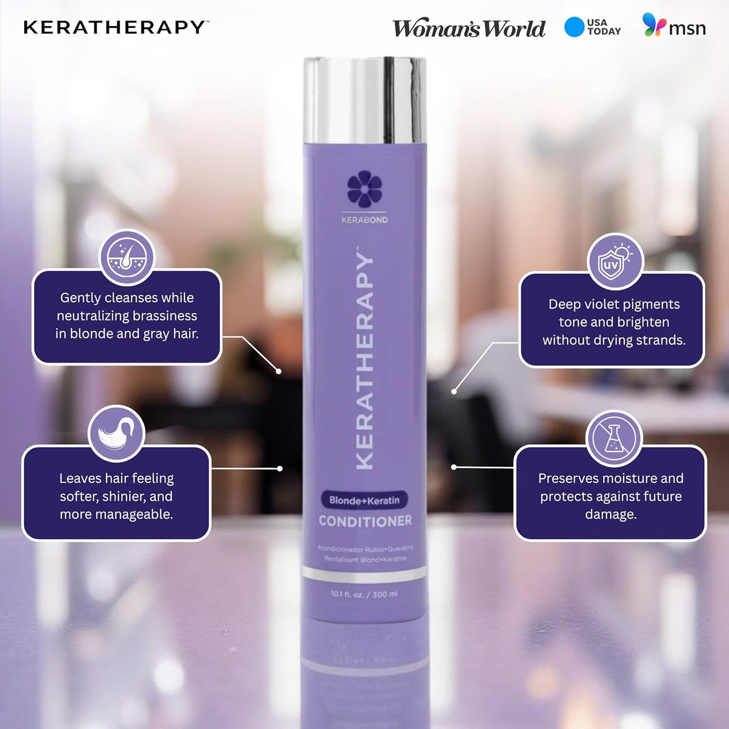 Keratin Infused Violet Toning Conditioner for Blonde Hair - 10.1 fl. oz - Sulfate & Paraben Free