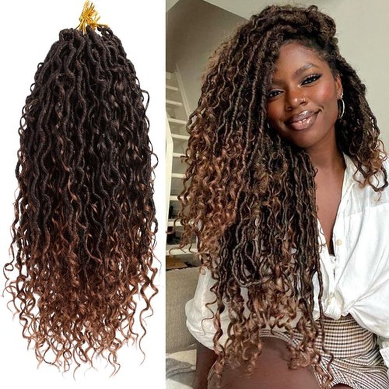 PURSHINE 6Packs Goddess Faux Locs Crochet Hair 14Inch Pre Looped for Women Girls Kids,River Locs Crochet Hair（Auburn_T30）