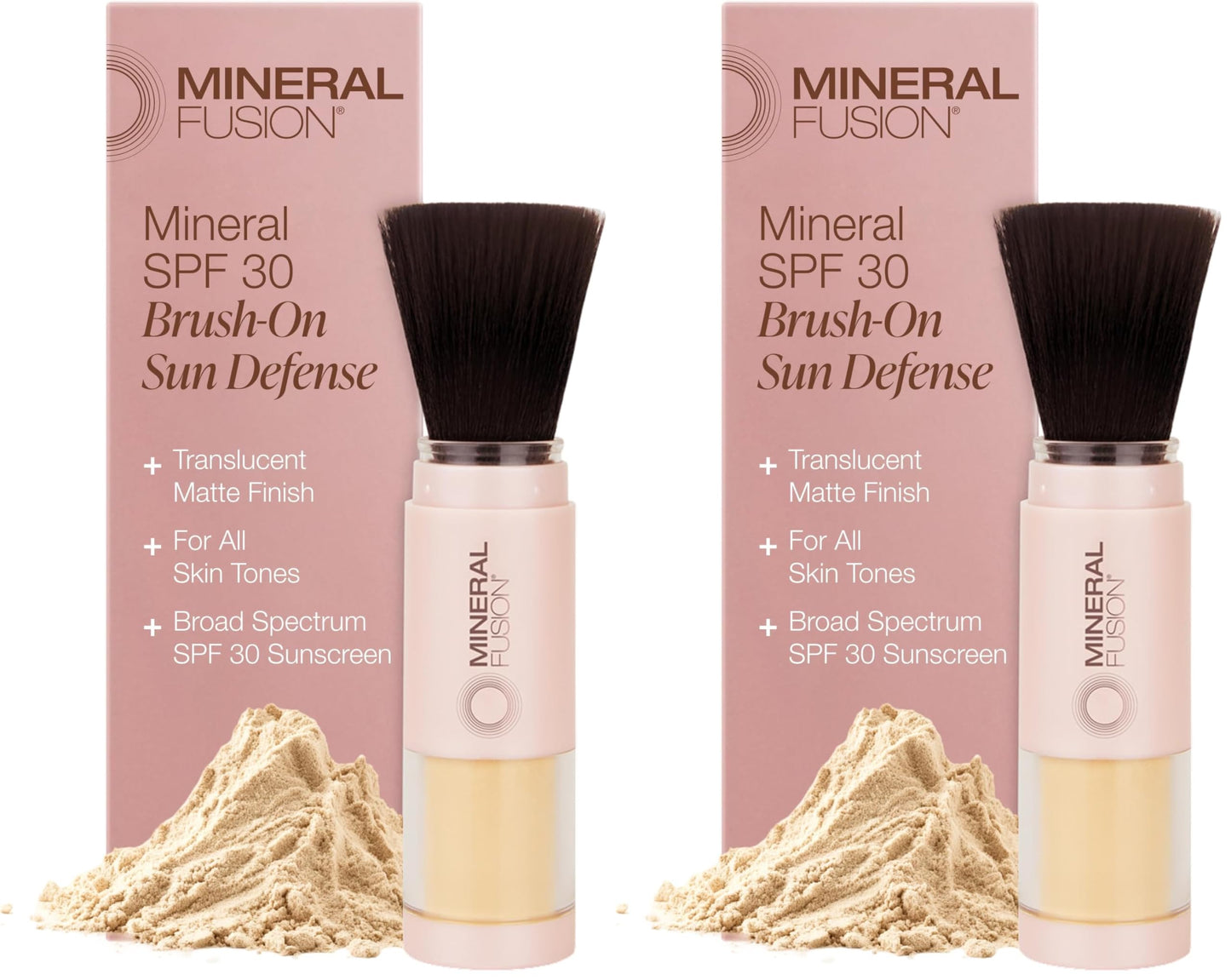 Mineral Fusion Brush-On Powder Sunscreen for Face SPF 30 | Transluscent Natural Daily Sun Care with UVA UVB Protection | Hypoallergenic, Non-Toxic | TSA & Travel Friendly,(Pack of 2)