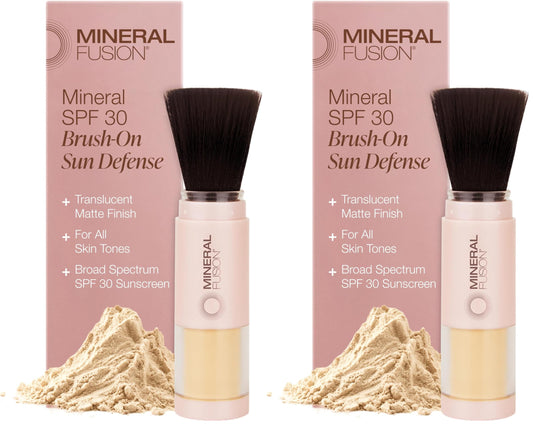 Mineral Fusion Brush-On Powder Sunscreen for Face SPF 30 | Transluscent Natural Daily Sun Care with UVA UVB Protection | Hypoallergenic, Non-Toxic | TSA & Travel Friendly,(Pack of 2)