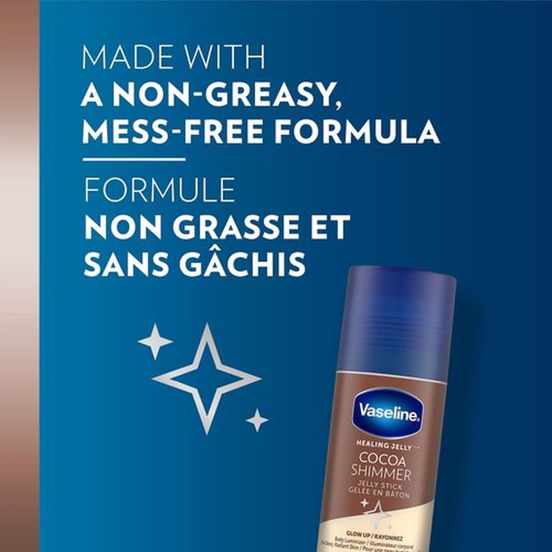 Unilever Vaseline Cocoa Shimmer Jelly Stick GLOW UP Body Luminizer For Dewy Radiant Skin 1.4 oz - 3 Count
