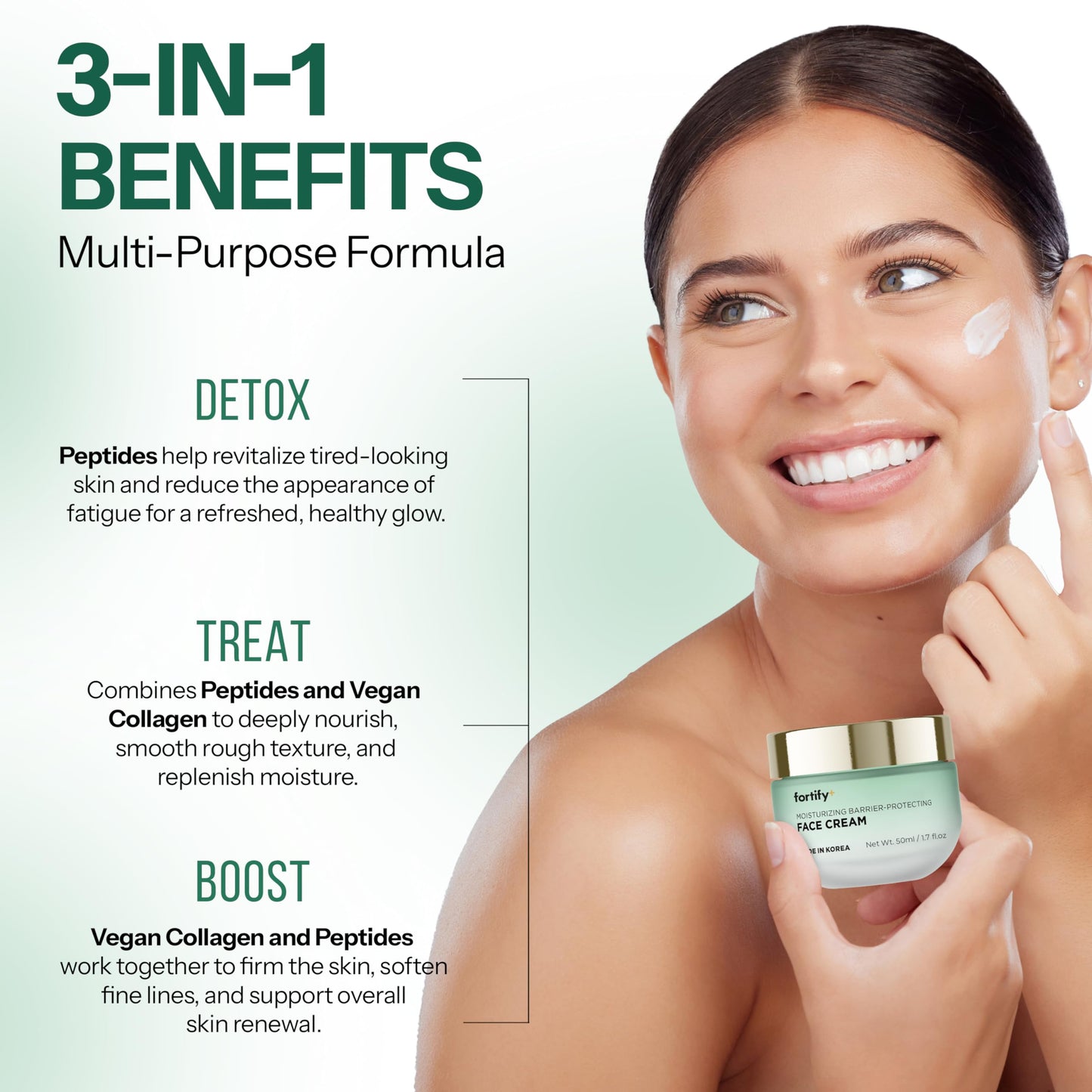 Fortify Skincare Hyaluronic Acid Moisturizer For Face with Collagen & Aloe - Dermatologist-Tested Anti-Aging Korean Skin Care - Ultra Hydrating & Nourishing - Fragrance & Alcohol-Free - 50ML/1.7Fl.Oz