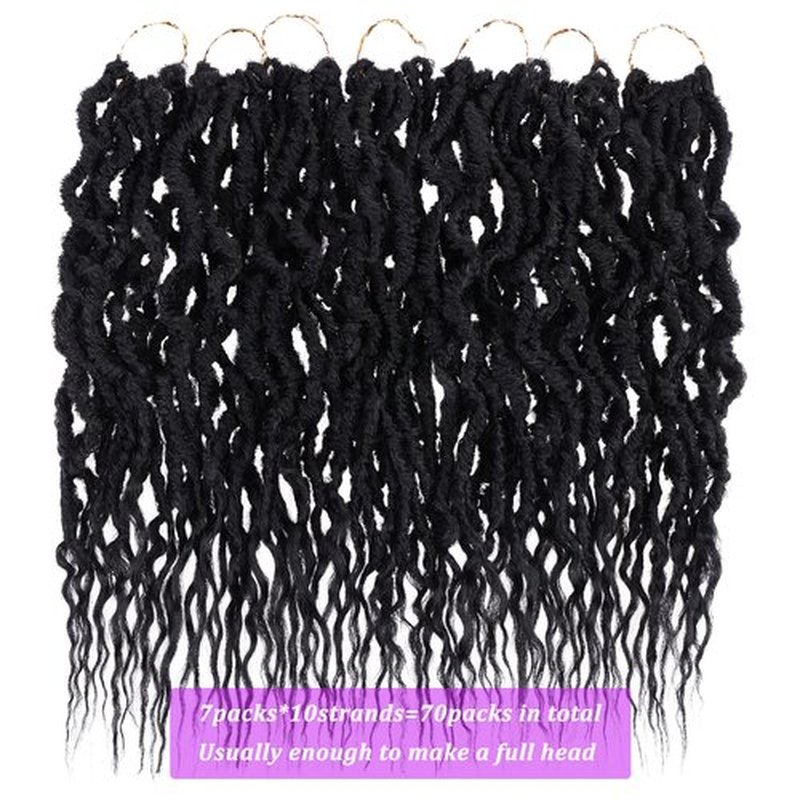 ZRQ Faux Locs Crochet Hair 16 Inch 7Packs Soft Locs Crochet Braids Hair for Women Pre-Looped Goddess Locs Crochet Hair With Curly Ends Synthetic Braiding Hair Extensions (16",1B#)