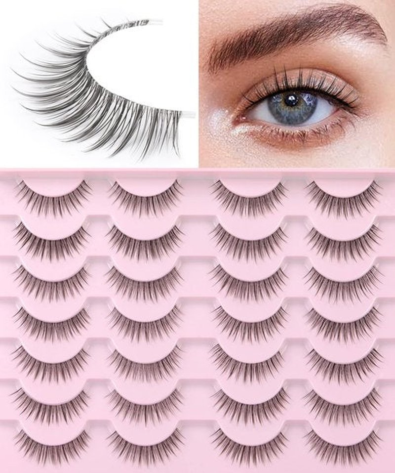 Kiromiro Eyelashes Wispy 10mm False Lashes Natural Look Fluffy 3D Mink Lashes Short Strip Lashes Pack