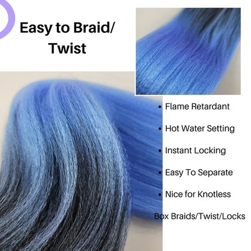 Blue Ombre Braiding Hair Pre Stretched Knotless Braiding Hair Synthetic Black Lake Blue Box Braid Hair Extension for Braiding (Pack of 6)