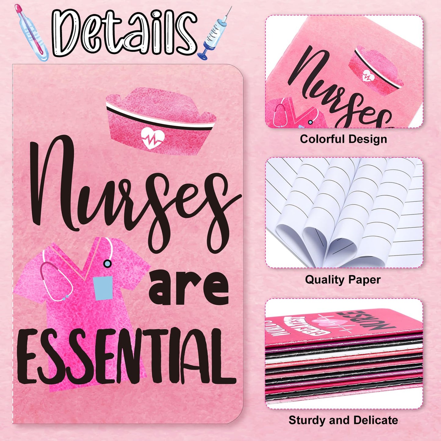 Zonon 48 Pcs Nurse Notepads Bulk Nurse Inspirational Pocket Notebooks Mini Nursing Motivational Note Pads Christmas Nurse Appreciation Gifts for Students Classroom Prizes Office Supplies