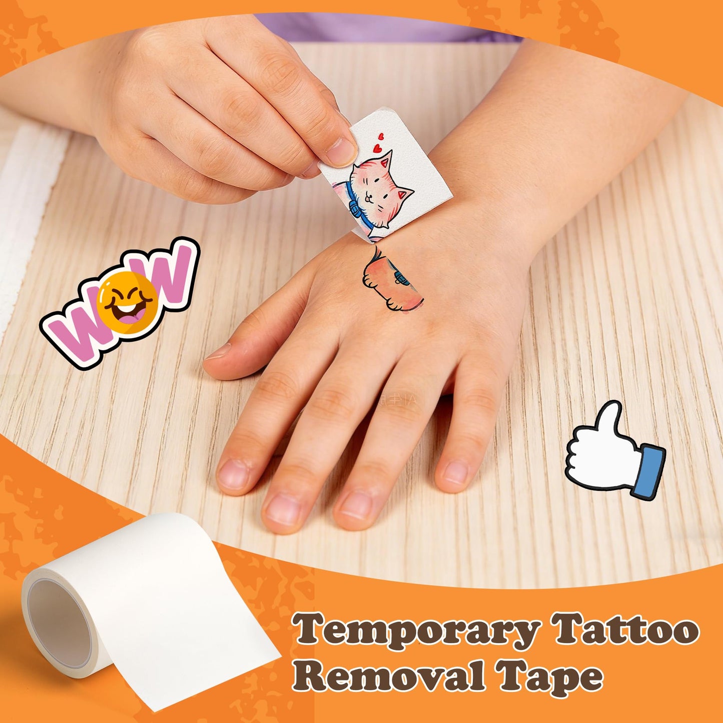 Phomemo Temporary Tattoo Removal Tape, Essentials for Temporary Tattoos,1.96" x 14.8 Feet/Roll, 2Roll