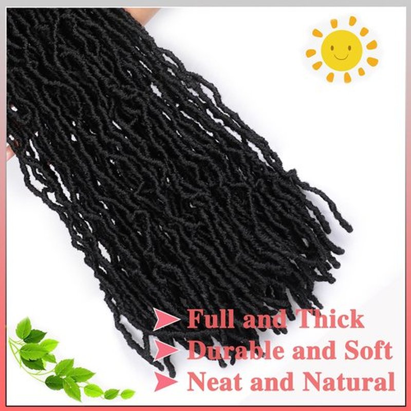 Paraglame Soft Locs 28 Inch New Faux Locs Crochet Hair 7 Packs Pre looped Crochet Locs Synthetic Hair Natural Black for Women(28Inch, 1B#)