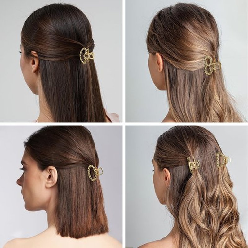 CWJCYTNSN Small Gold Hair Clips, 5PCS Metal Hair Claw Clips for Women Thick Thin Hair, Cute Nonslip Hair Clips Strong Hold Hair Accessories Fashion Gold Jaw Clamps