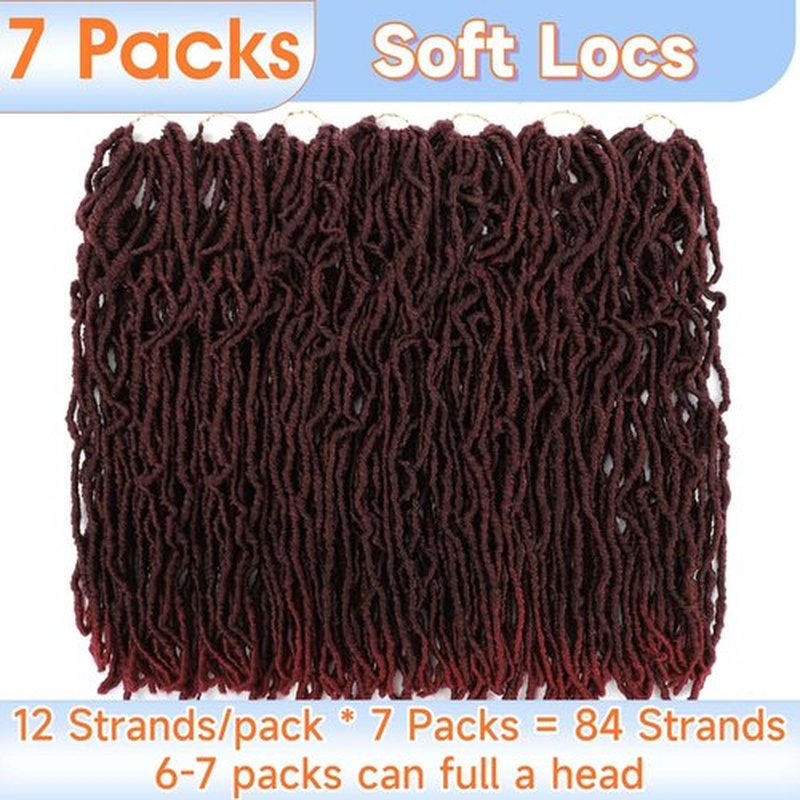 7 Packs 22 Inch Faux Locs Crochet Hair Ombre Burgundy Soft Locs Crochet Faux Locs Pre Looped Natural Butterfly Hair Extensions For Women(22 Inch,7 Packs,1B/BUG)