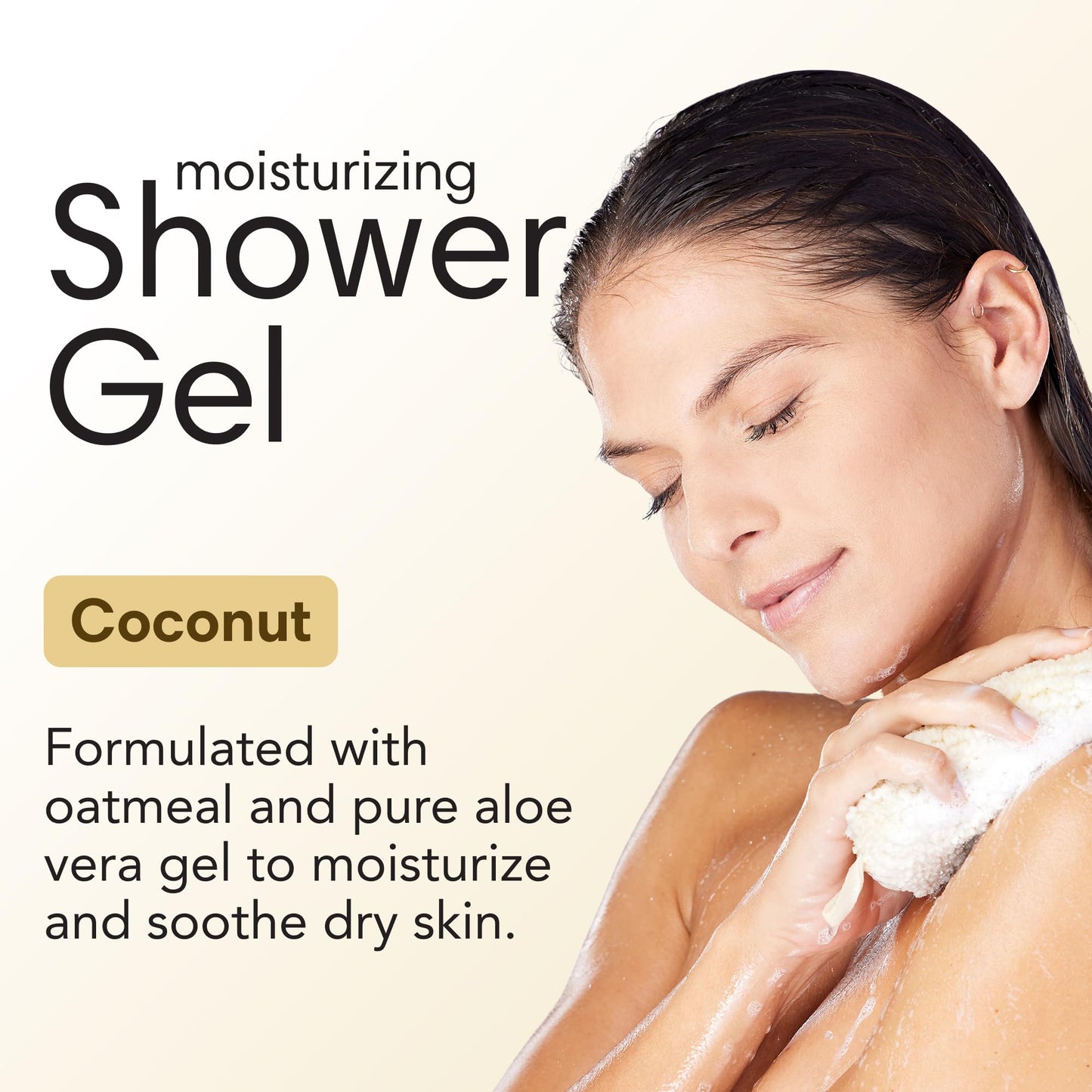ShiKai Daily Moisturizing Shower Gel (Coconut, 64 oz) | Gentle Soap-Free Body Wash for Dry and Sensitive Skin | With Aloe Vera & Oatmeal
