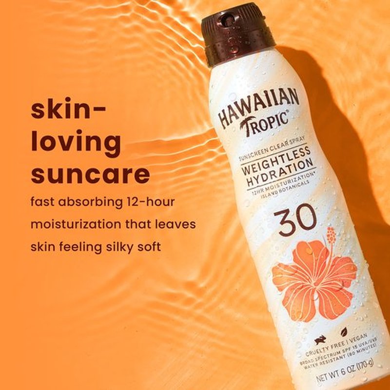 Hawaiian Tropic Weightless Hydration Clear Spray Sunscreen SPF 30 & Everyday Active Spray Sunscreen SPF 50, 6oz | Hawaiian Tropic Sunscreen SPF 50, Sunblock, Oxybenzone No Sunscreen