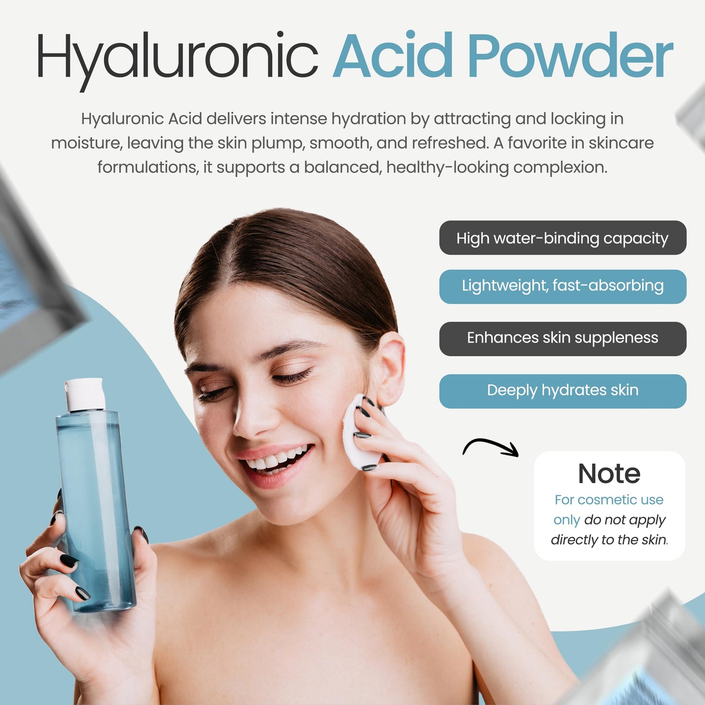 Talsen Chemicals Pure Hyaluronic Acid Powder (1 oz. / 28 grams) 1800 kDa+ Natural Cosmetic Grade, Hyaluronic Acid High Molecular Weight Powder, DIY Serums