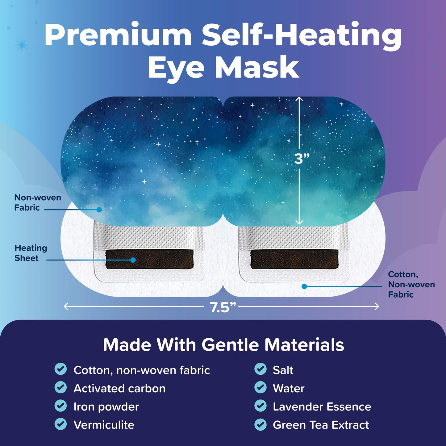 Heated Eye Mask For Dry Eyes - 15pcs Self Heating Steam Eye Mask - Warm Compress For Eyes - Warming & Ready To Use For Sleep & Relaxation - On-The-Go Warm Eye Compress For Dry Eyes Travel Essentials
