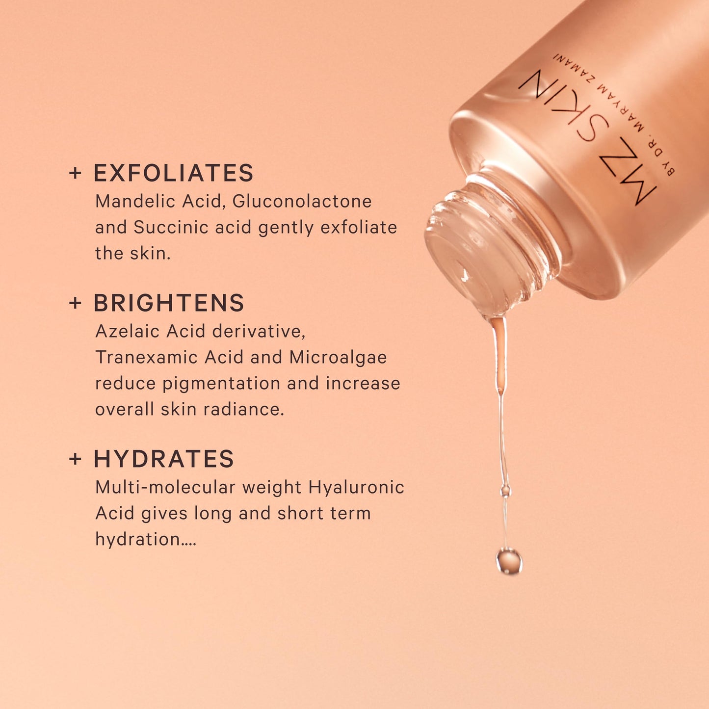 MZ SKIN Micro-Peeling Glow Essence | Daily Exfoliating Toner with Mandelic Acid and Azelaic Complex for Smoother, Brighter Skin 100 mL / 3.4 oz