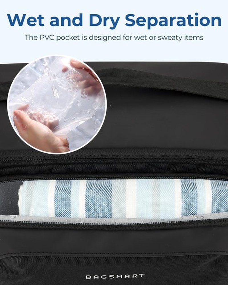 BAGSMART Toiletry Bag for Men, Wide Opening Travel Bag for Toiletries, Dopp Kit Water Resistant Shaving Hygiene Bag for Bathroom Shower, Toiletries Accessories,Travel Essentials-Black