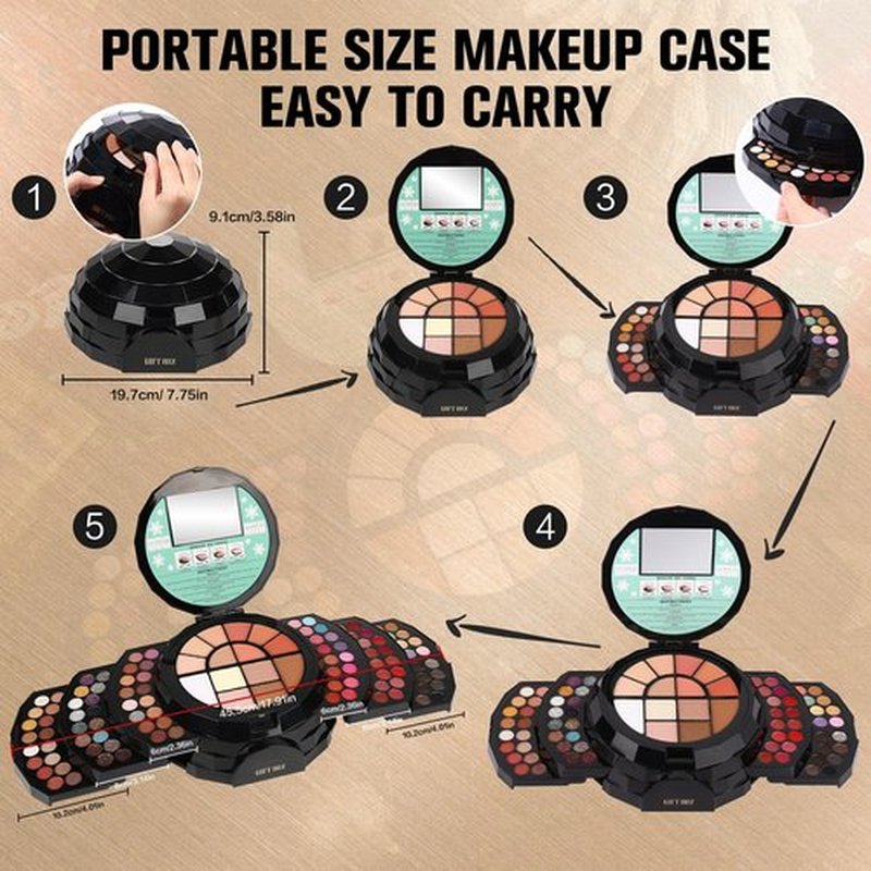 110 Colors Makeup Kit for Women Girl Full Kit Gift Set with Mirror All in One Make up Palette Included Eyeshadow Glitter Lipstick Concealer Eyeliner Eyebrow Highlighter Contour Blusher Compact PowderN