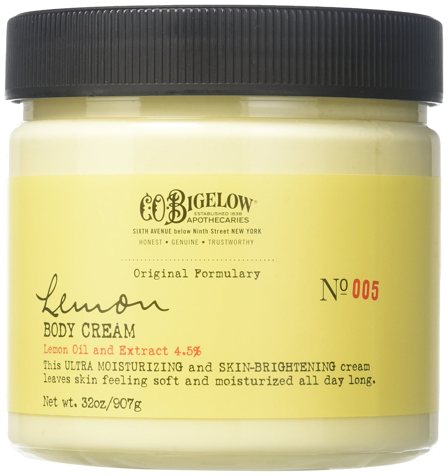 C.O. Bigelow Lemon Body Cream -Limited Edition Jumbo Jar 32 ounces