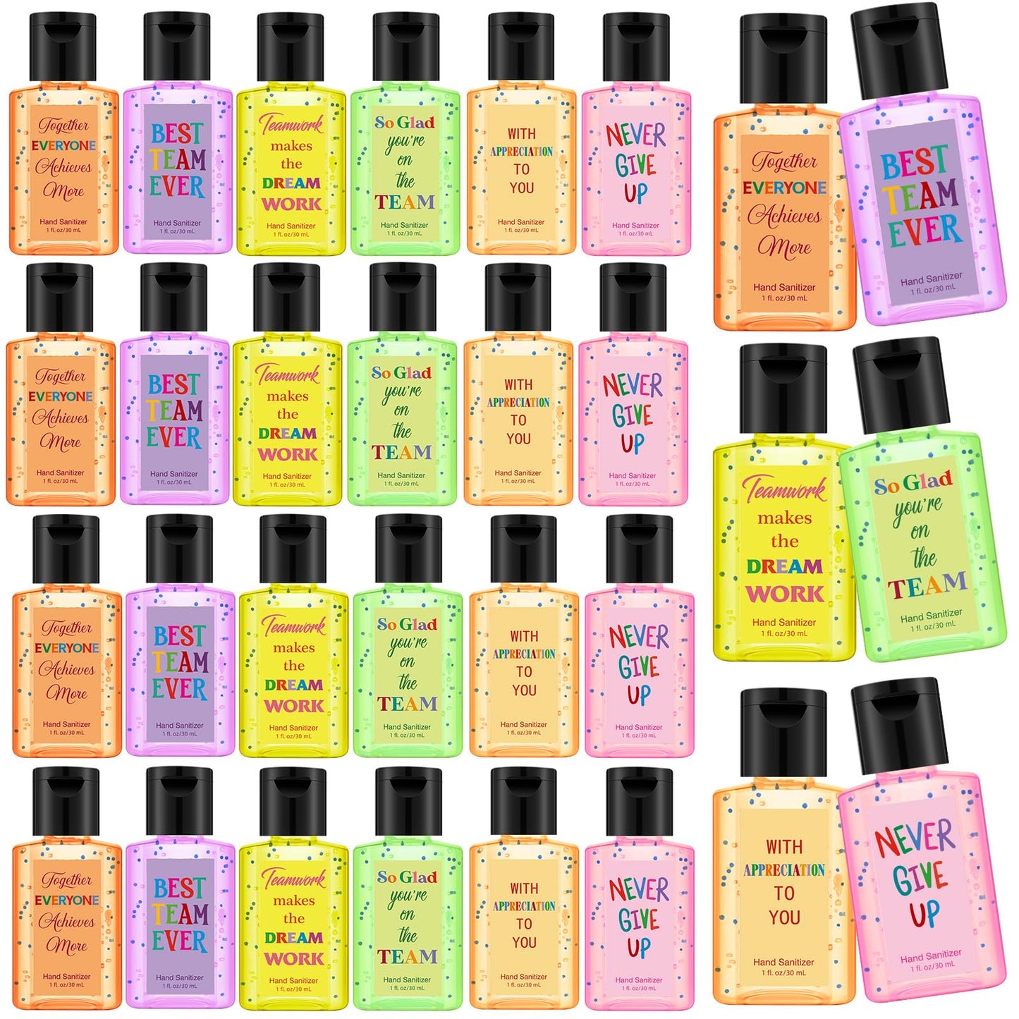 24 Pcs Thank You Mini Hand Sanitizer Bulk Travel Size 1oz Employee Appreciation Team Gift Scented Small Hand Sanitizer Party Favor Summer End of Year Teacher Gift for Staff Coworker Office (Black)