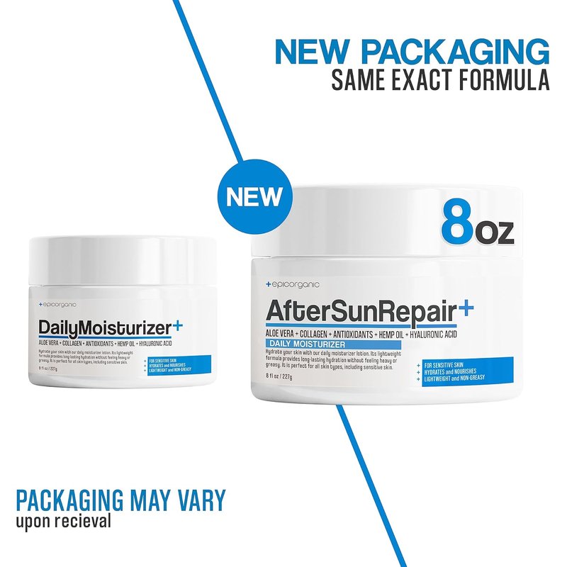 After Sun Daily Moisturizer - Vitamin E Cream for 24-Hour Hydration | Fragrance-Free Face & Body Lotion | 8 oz