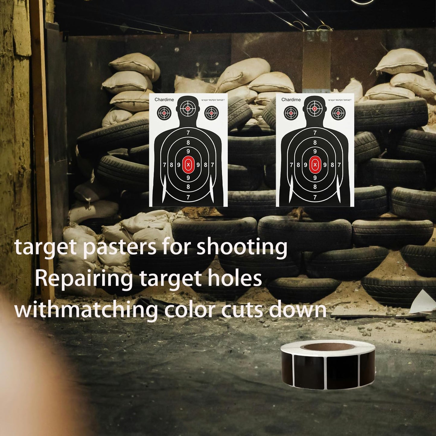 Chardime Target Stickers and Pasters for Shooting Practice - Target Pasters 1 inch 2 Rolls 2000 Pieces | Adhesive Markers for Shooting Range Targets（White）