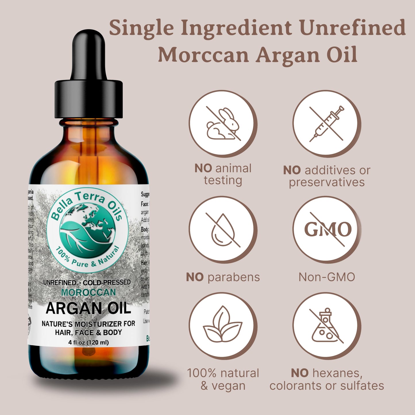 Bella Terra Oils - Argan Oil 8 oz - Pure Moroccan Elixir, Enhances Shine in Hair, Deeply Nourishes Skin, Perfect Oil for Curly Hair
