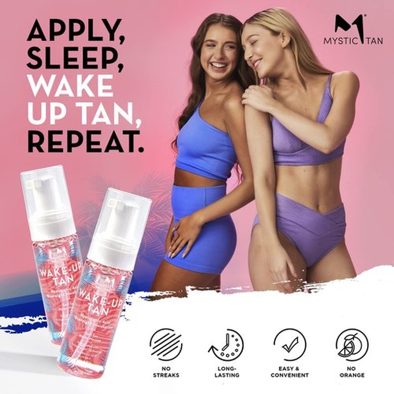 Mystic Tan Wake-Up Tan Hyaluronic Acid Overnight Moisturizer – Self-Tan Water Mousse, Travel Size, 1.7 fl. oz.