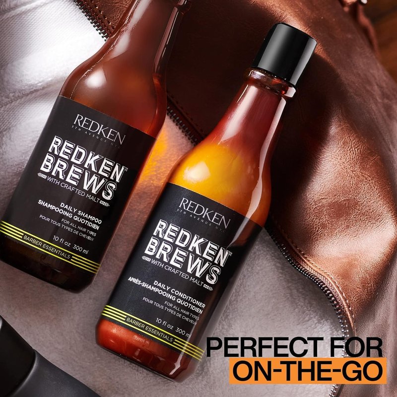 Redken Brews Daily Shampoo & Conditioner Set - Lightweight Cleanser for All Hair Types | 33.8 Fl Oz