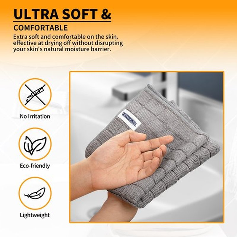 HOMERHYME Hand Towels for Bathroom, 24 Pack 25''*15'' Microfiber Grey Bath Hand Towels, Quick Dry Lint Free Soft Absorbent Bulk Washcloths Decorative Fingertip Towels for Hotel Travel Kitchen