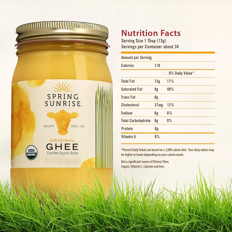 Organic Ghee - Grass Fed, USDA Certified Clarified Butter | Keto, Paleo Friendly, Non-GMO - 32 oz Jar