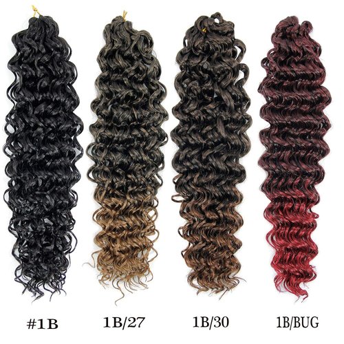 GoGo Curl Crochet hair 18inch Beach Curl Bohemian Crochet Hair Braids Ombre Red Deep Wave Braiding hair Extensions (5Packs,1B/BUG)