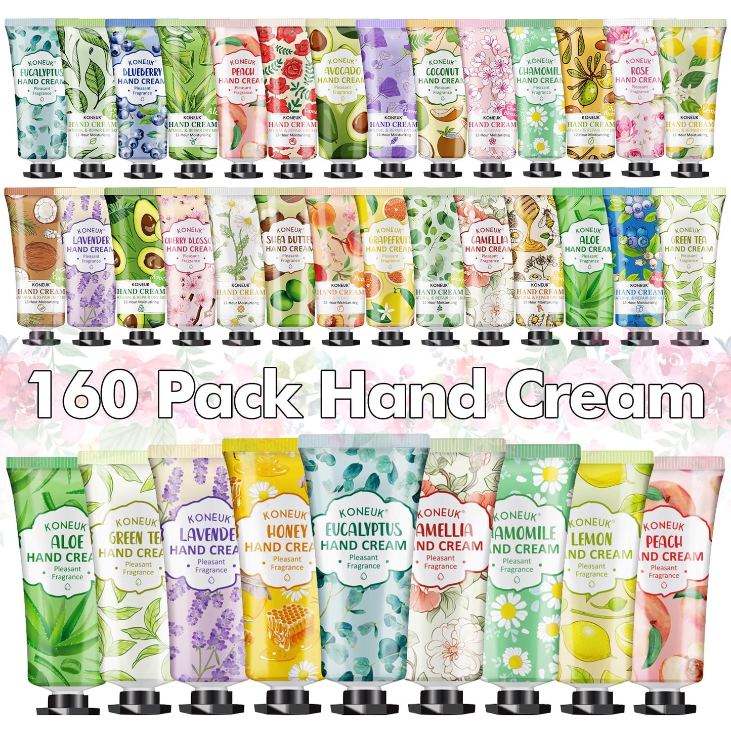 KONEUK 160 Pack Hand Cream Gifts Set, Graduation Gifts, Thank You Gifts, Bridesmaid Gifts, Birthday Gifts and Wedding Favors, Bulk Hand Lotion Travel Size for Dry Cracked Hands