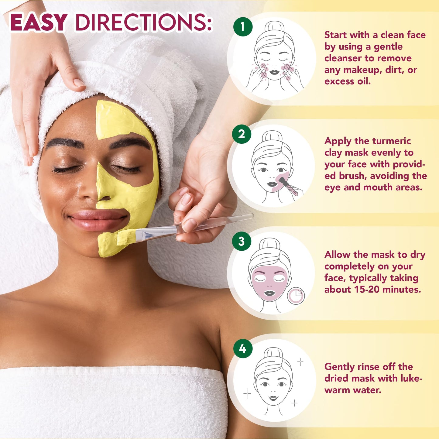 ORGANIC EXTRACT Turmeric Face Mask – 4.2 fl oz / 120g – Vitamin C Brightening Clay Mask for Face, Formulated to Reduce Dark Spots, Deep Cleansing Clay Mask, with Honey, Jojoba Oil, Aloe Vera