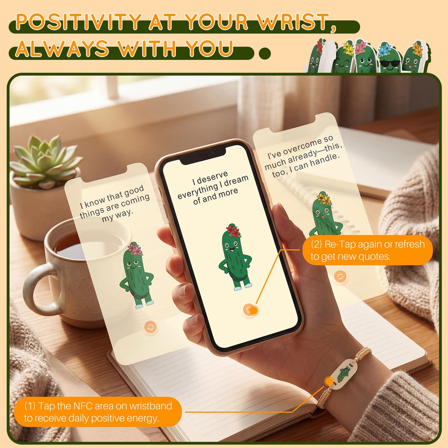 MEBRUDY 90 Positive Pickle Affirmation Cards Jar with NFC, Graduation Gifts, Birthday Gifts for Mom, Women, Teenage, Adults, Teachers, Sisters, Friends, Teen Girl Cute Trendy Stuff