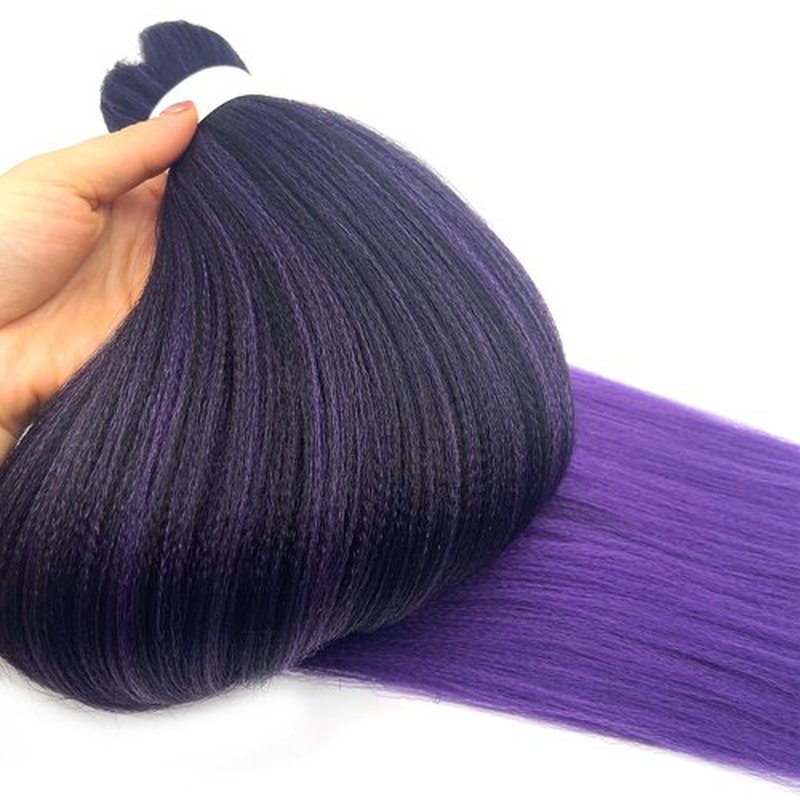 UPruyo 1b Purple Pre Stretched Braiding Hair Purple Ombre Braiding Hair Pre Stretched Synthetic Hair Extensions for Braiding Box Braids Yaki Knotless Hypoallergenic Prestretched Braiding Hair 26 inch