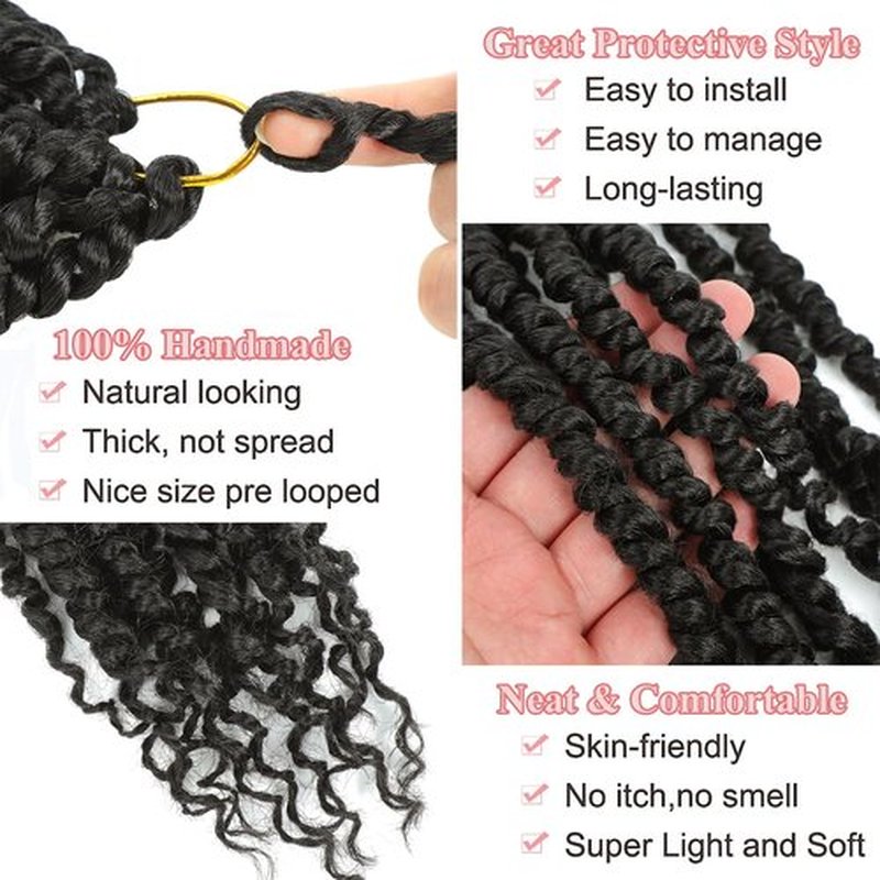Alrence Passion Twist Crochet Hair 8 Packs Pre twisted Passion Twist Hair For Women Soft Bohe Pre-looped Crochet Braids (14 Inch (Pack of 8), 4#)