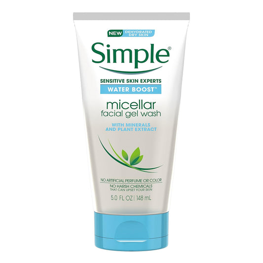 Simple Water Boost Micellar Facial Gel Wash for Sensitive Skin, 5 Ounce (Pack of 3)