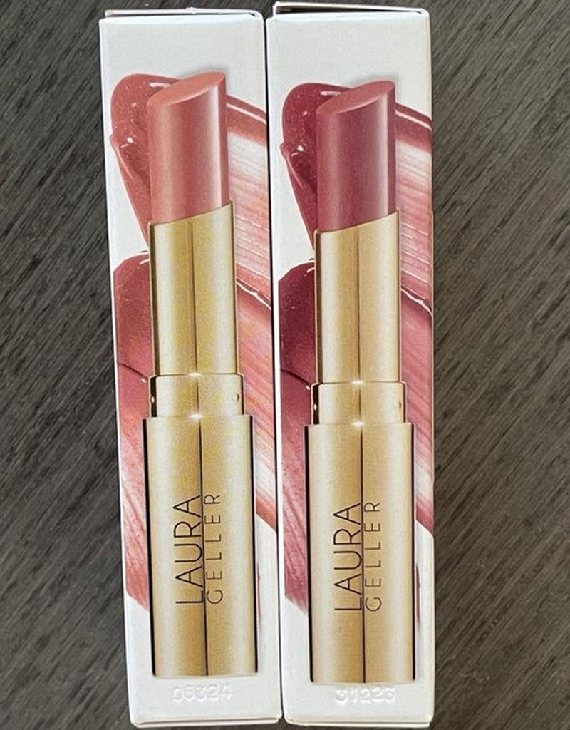 LAURA GELLER Jelly Balm Moisturizing Tinted Lipstick Duo | Hydrating Hydrating Vitamin E - Semi-Shine Finish |Tinted Lip Balm Set Brick House & In the Buff