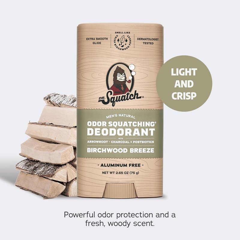 Dr. Squatch Manly Soap & Deodorant Variety Pack - Handmade Organic Oils | Birchwood Breeze & Fresh Falls