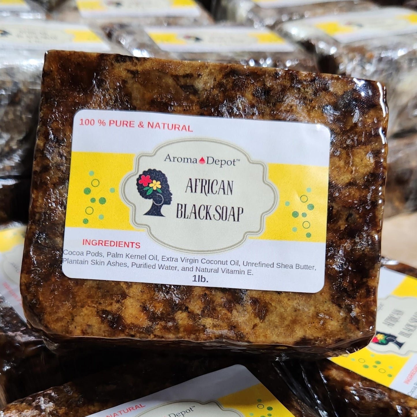 Aroma Depot Raw African Black Soap 1 lb. 100% Natural Raw Soap for Acne, Eczema, Psoriasis, Scar Removal Face And Body Wash. Handmade