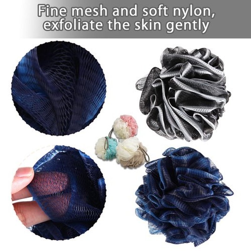 5Pack Loofah Sponge, Qewro Dual-Sided Loofah on a Stick Exfoliating Body with Long Handle, Body Scrubber for Back use in Shower with Loufas or Lufa for Men Women (5Pack Brown and White)