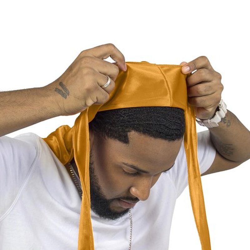 ForceWave Silky Durag for Men Wave Cap Satin Dorag for Men Women 360 Wave (Gold)