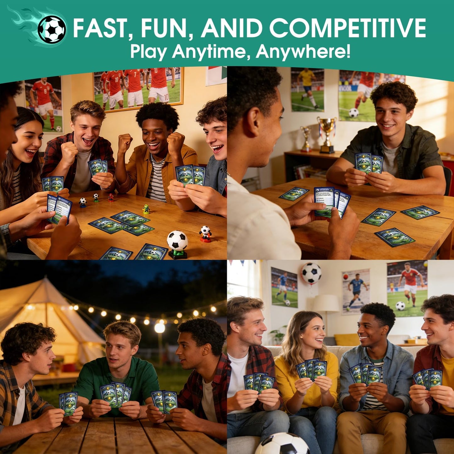 JOH World Cup 2026 Soccer Trivia Card Game - Over 200 Soccer Trivia Questions | Family Game Night | World Cup 2026 Soccer Cards Games for Kids & Adults | Soccer Gift