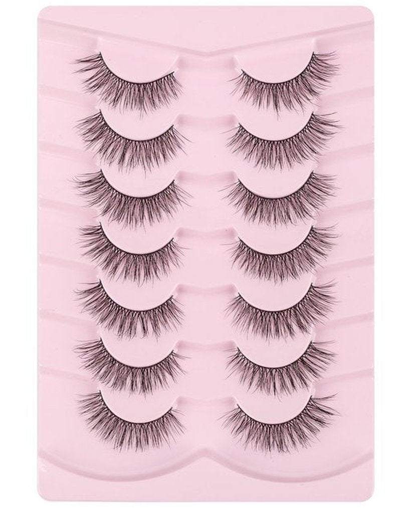 Onlyall Natural Lashes Wispy Lashes Natural Look False Eyelashes Natural Flared Eyelashes False Eye Lashes Soft Fluffy Lashes 7 Pairs DK37