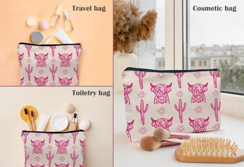 Lacosu Western Makeup Bag,Western Gifts For Women,Cow Makeup Bag,Cowgirl Stuff,Western Stuff For Women,Western Gifts,Cowgirl Gifts(COW G)